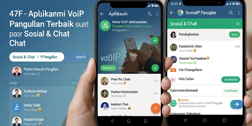 Antarmuka aplikasi 47F dengan berbagai fitur VoIP Panggilan.
