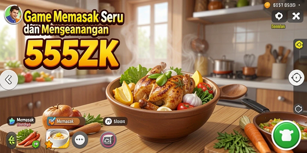 Antarmuka menarik dari game Memasak 555ZK yang penuh warna.