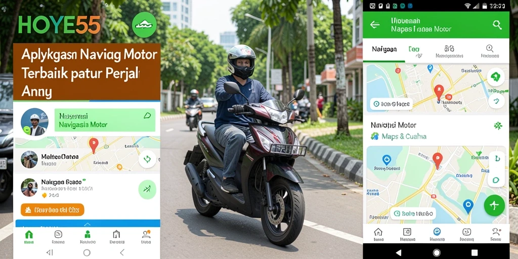 Tampilan antarmuka aplikasi HOYE55 yang informatif dan intuitif untuk navigasi motor.