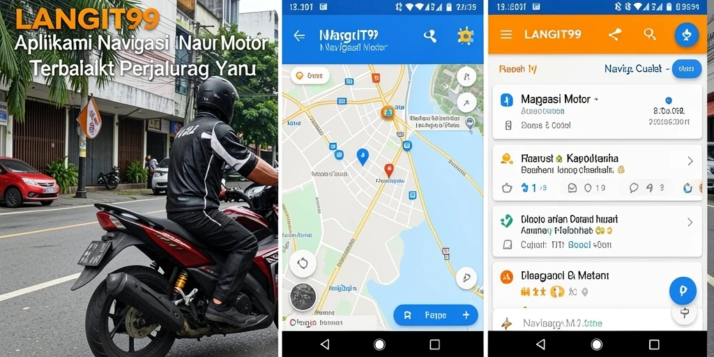 Tampilan antarmuka LANGIT99 yang sederhana dan informatif untuk navigasi motor.