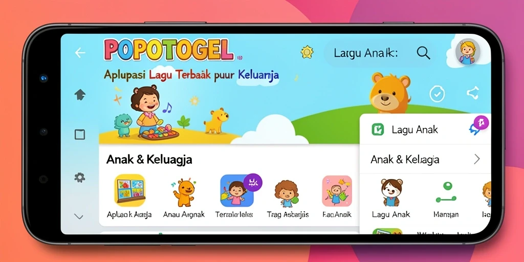 Tampilan antarmuka POPOTOGEL dengan pilihan lagu anak yang menarik.