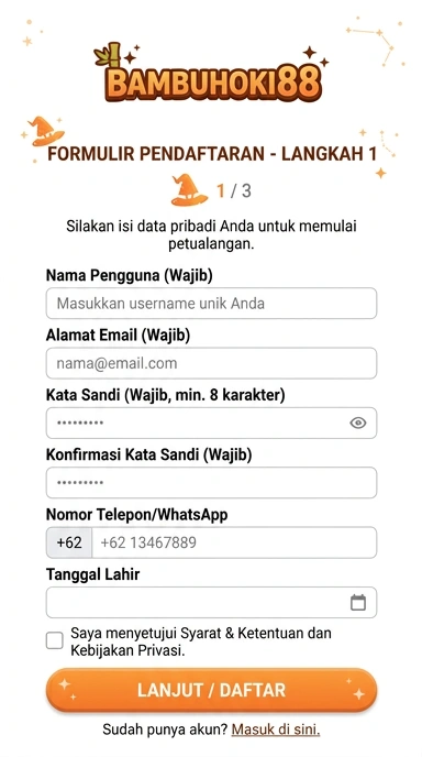 Tampilan halaman daftar bambuhoki88