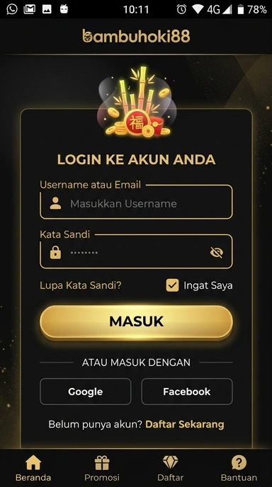 Tampilan halaman login bambuhoki88